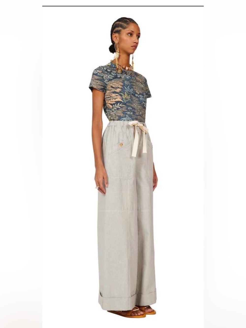 Ulla Johnson Estelle T-Shirt Waimea Resort Blue Floral Short Sleeve Tee - Picture 5 of 10